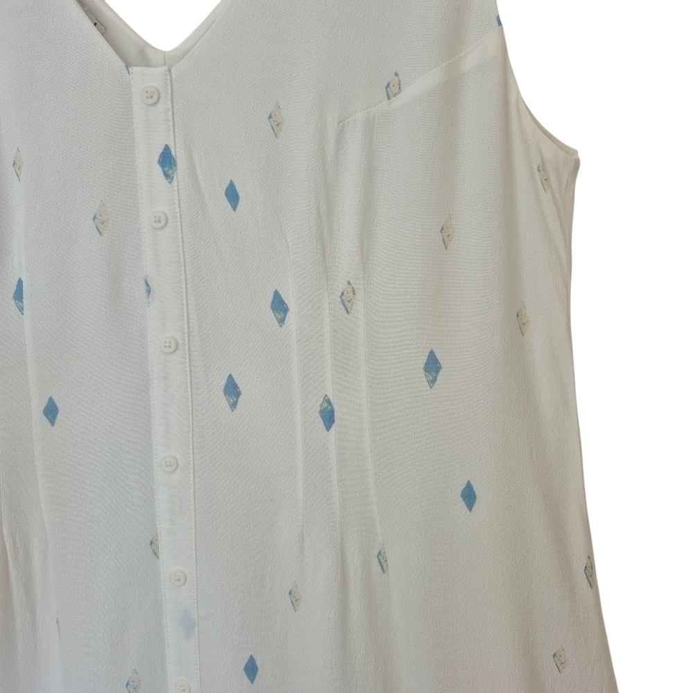 Gentle Fawn Sleeveless Shift Summer Dress White & Blue Micro Geo Print - Picture 4 of 8